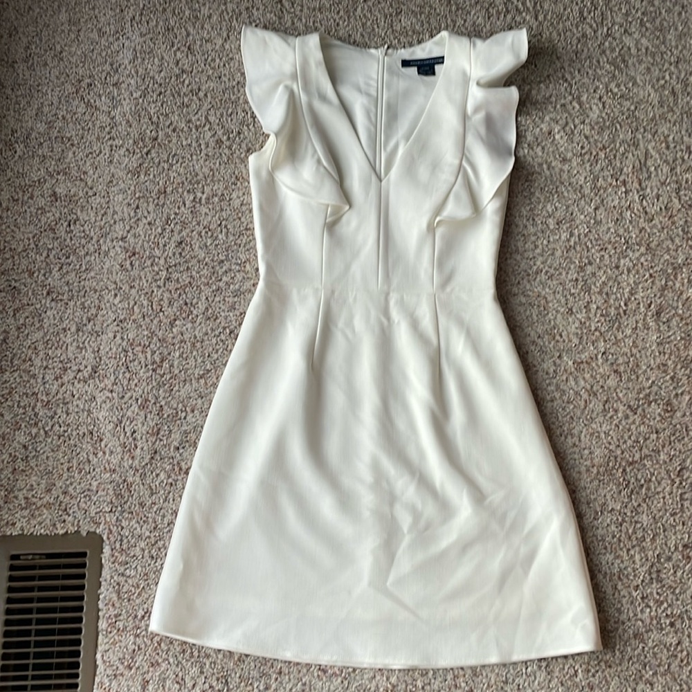 French Connection Whisper Ruffle V Neck Dress Size 2